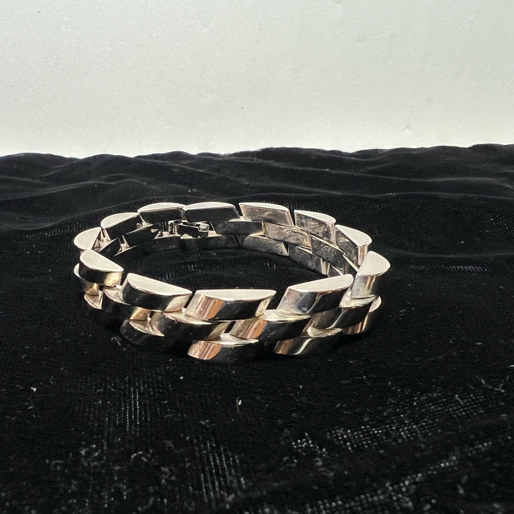 Sterling Silver 925 Interlocking Link Bracelet - image 3